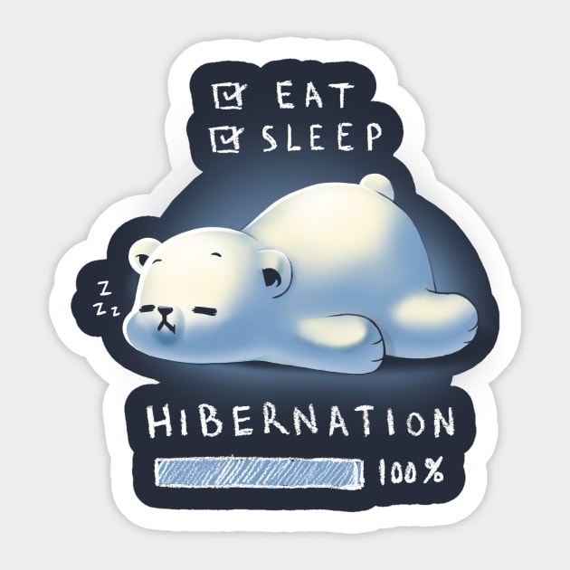 Cute Bear Hibernation - Fluffy Polar Bear - Eat and Sleep Sticker by BlancaVidal